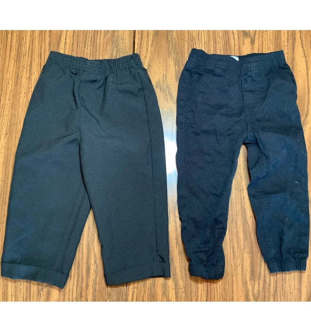 Bundle 24m Kids Headquarters Pull On Pants 2-Pack Elastic Waist Casual Black 24M